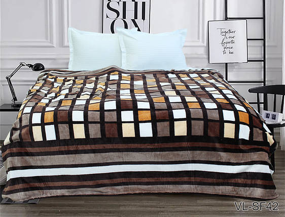 Плед покривало 160х220 велсофт Клітинка на ліжко, диван, фото 1