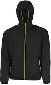 Вітровка чоловіча з капюшоном водовідштовхувальна під нанесення принта та логотипа з яскравою блискавкою чорна