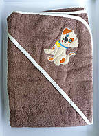 Рушник дитячий для купання з капюшоном махра 100×100 450 г/м2 (TM Zeron), коричневий Туреччина