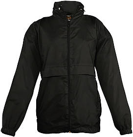 Вітровка підліткова з капюшоном на блискавці водовідштовхувальна під нанесення принта та логотипа чорна