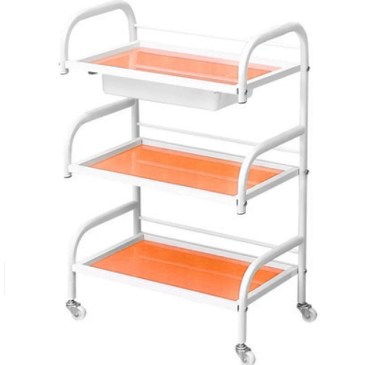 Косметологическая тележка металлическая со стеклянными полочками на ...