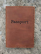 Чоловіча обкладинка на закордонний коричнева паспорт з кишенею для карток ручної роботи коньячна
