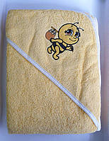 Рушник дитячий для купання з капюшоном махра 100×100 450 г/м2 (TM Zeron), жовтий Туреччина