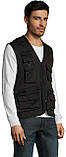 Жилет чоловічий функціональний на блискавці 9 кишень стильний під нанесення принта чорного кольору, фото 3