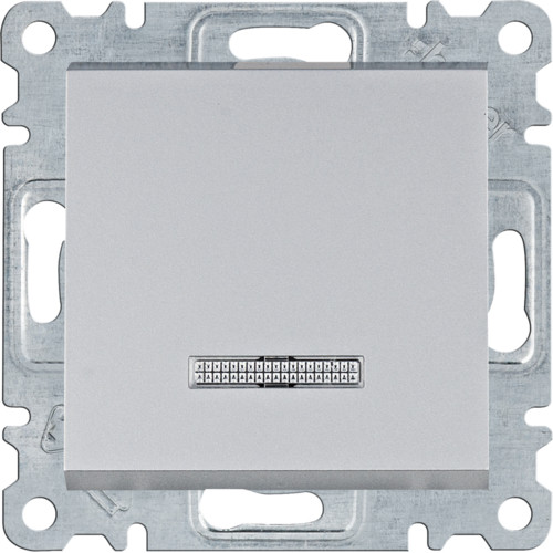 Вимикач з підсвічуванням 1-кнопковий однотактний Lumina сріблястий 10АХ/230В, фото 1