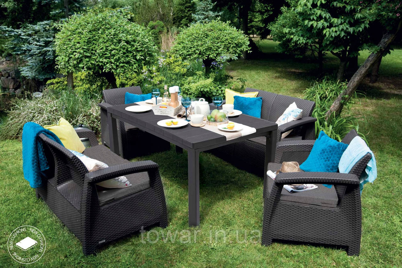 Набір садових меблів CORFU FIESTA 2+2+1 antracyt 7596