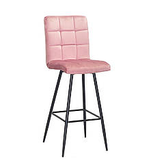 Стілець барний високий Augusto оксамит пильна роза-1030 BAR 75-ML на чорних металевих ногах
