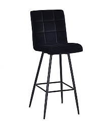 Стілець барний високий Augusto оксамит чорний В-1011 BAR 75-ML на чорних металевих ногах