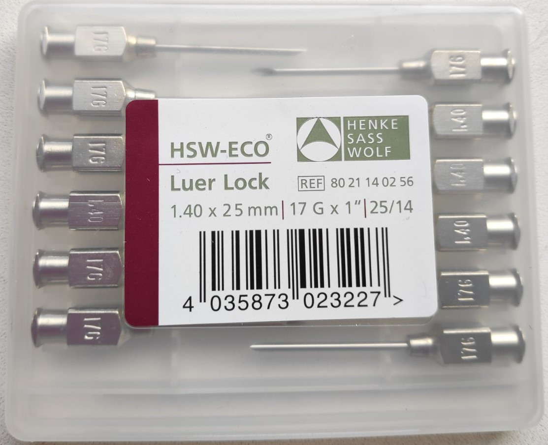 Голка ветеринарна багаторазова 17G 1,4 x 25 мм LL HSW-ECO, 12 шт/упак, фото 1