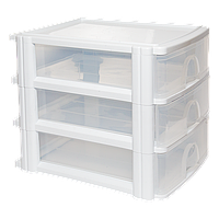 Комод-міні на три секції А4 прозоро-білий пластиковий (5266) 35 x 27,5 x 30,5 см