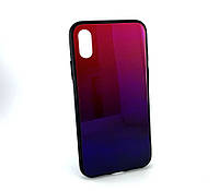 Чехол на iPhone X, iPhone XS накладка бампер Glass Case Chameleon синий-красный