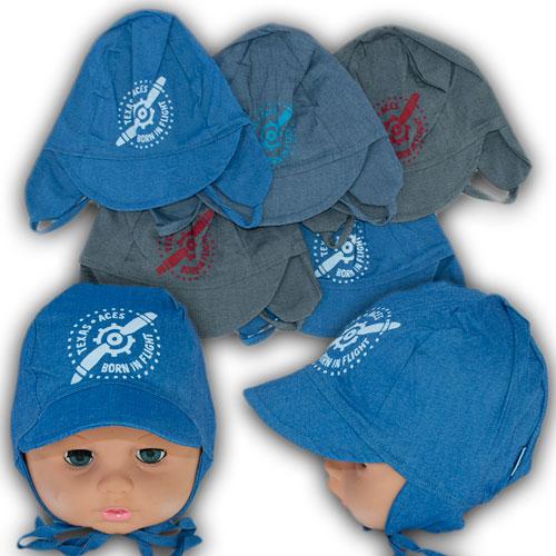 ОПТ Легка трикотажна шапочка на зав'язках, р. 42-44 (5 шт./набір), фото 1