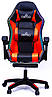 Крісло геймерське DIEGO з підставкою для ніг і підсвіткою + масаж чорно-червоне, фото 6