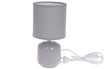 Декоративна, настільна лампа 27 см з порцеляновим підставою і тканинним абажуром Сірий