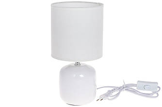 Декоративна, настільна лампа 27 см з порцеляновим підставою і тканинним абажуром Білий