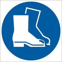 M008 Знак "Взути захисне взуття" (ДСТУ EN ISO 7010:2019)