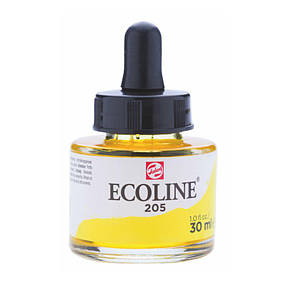 NEW Фарба акварельна рідка Ecoline (205), Жовта лимонна, 30 мл, Royal Talens, фото 1