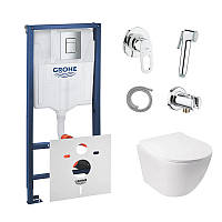 Комплект інсталяція Grohe Rapid SL 38772001 + унітаз з сидінням Qtap Jay QT07335176W + набір для