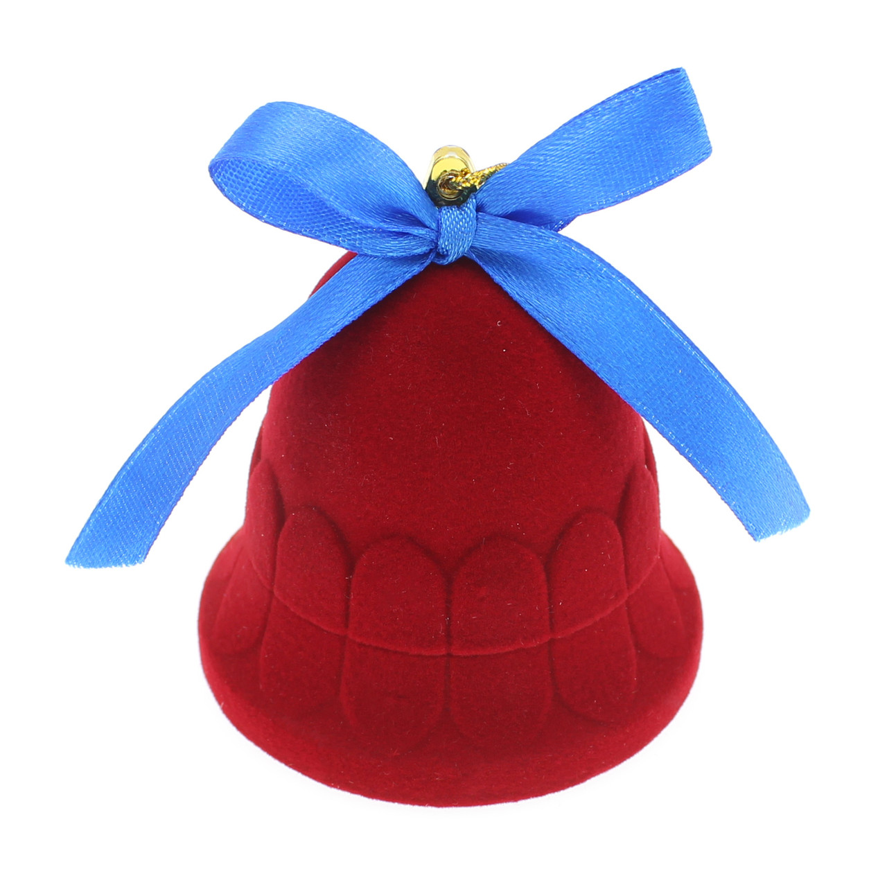 Футляр колокол красный с ленточкой бархатный для ювелирных изделий под кольцо или украшения  размер 6х6х6 см