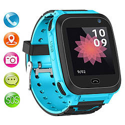 Дитячі наручні годинники Smart F3 з GPS трекером і кнопкою SOS / Смарт вотч годинник Блакитний