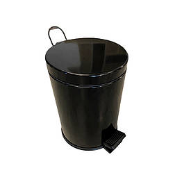 Відро для сміття з педаллю 12 л з нержавіючої сталі компактне чорне 35см, діаметр 25см