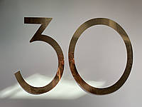 Объемная цифры "30" Manific Decor из зеркального пластика на стену для праздника Золотой 60*40 см