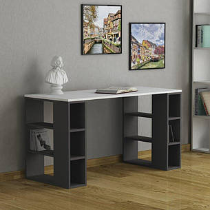 Комп'ютерний стіл ( 6 полиць ) колір Білий \ Чорний, фото 2