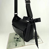 Жіноча сумка на та через плече з широким ремінцем чорна, фото 5