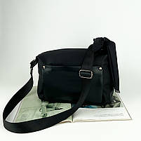 Жіноча сумка на та через плече з широким ремінцем чорна, фото 3