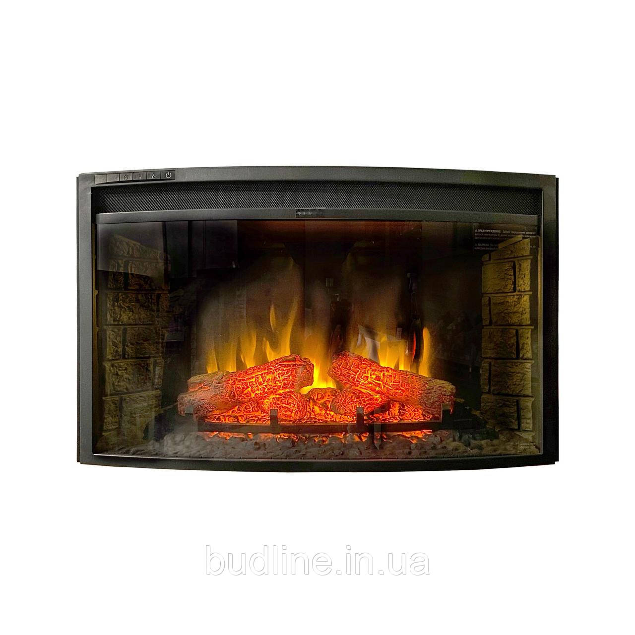 Електрокамін з обігрівом Royal Flame Panoramic 33W LED FX N зі звуком, дровами, цегляною кладкою, напівкруглий