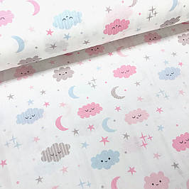 Муслін з хмаринками, місяцем, веселками