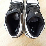 Чоловічі кросівки в стилі Nike Air Jordan 1 високі білі з чорним і коричневим, фото 7