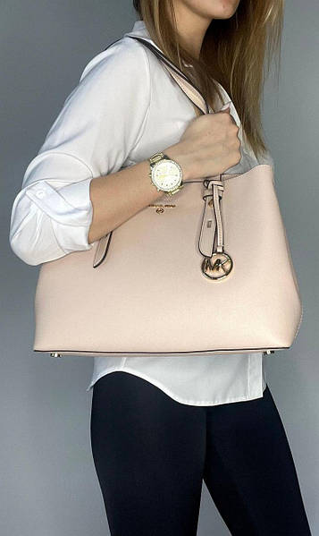 Michael Kors Beige Saffiano Leather Medium Mel Tote Michael Kors