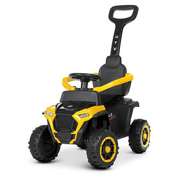 Каталка Толокар Bambi M 4802-6 жовтий | музична машинка толкалка з ручкою на великих колесах
