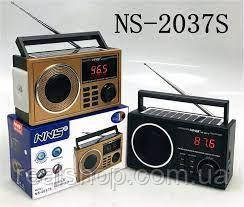 Радіоприймач NNS NS-2037S із сонячною панеллю FM/AM/SW/USB/microSD(TF) LED ліхтарик, Чорний