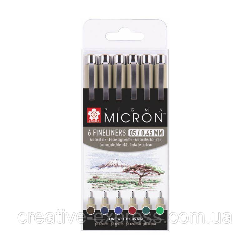 Набір лінерів PIGMA MICRON 05 EARTH 6кол, Sakura