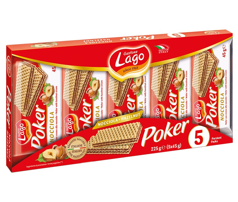 Вафлі Lago Poker з Начинкою Лісовий Горіх Nocciola 225 г Італія