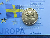 Монета 20 евроцентов (серос) Швеция 2006 Проба Европроба корона корабль дракар UNC запайка