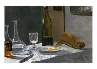 Листівка Claude Monet - Still Life with Bottle, Catafe Bread and Wine, 1862