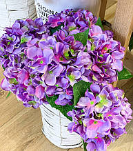 Декоративні штучні квіти "Гортензія кімнатна" фіолетова 32 см