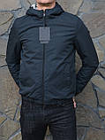 Чоловіча парку куртка весна-осінь чорна тканина водовідштовхувальна, фото 3