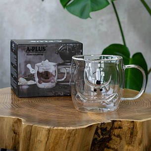 7016 GB Чашка Скляна з подвійними стінками 250 мл Ведмедик, фото 2