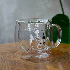 7016 GB Чашка Скляна з подвійними стінками 250 мл Ведмедик, фото 1