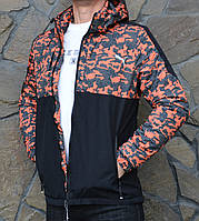 Чоловіча спортивна куртка весна-осінь чорно-жовтогаряча водовідштовхувальна тканина