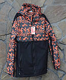 Чоловіча спортивна куртка весна-осінь чорно-жовтогаряча водовідштовхувальна тканина, фото 2