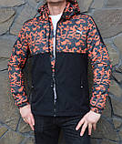 Чоловіча спортивна куртка весна-осінь чорно-жовтогаряча водовідштовхувальна тканина, фото 3