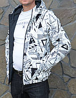 Чоловіча спортивна куртка весна-осінь двостороння біло-чорна водовідштовхувальна тканина