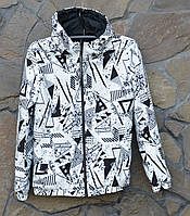 Чоловіча спортивна куртка весна-осінь двостороння біло чорна водовідштовхувальна тканина