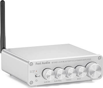 Усилитель звука Fosi Audio BT30D white. Bluetooth 5.0, 2x50W+100W