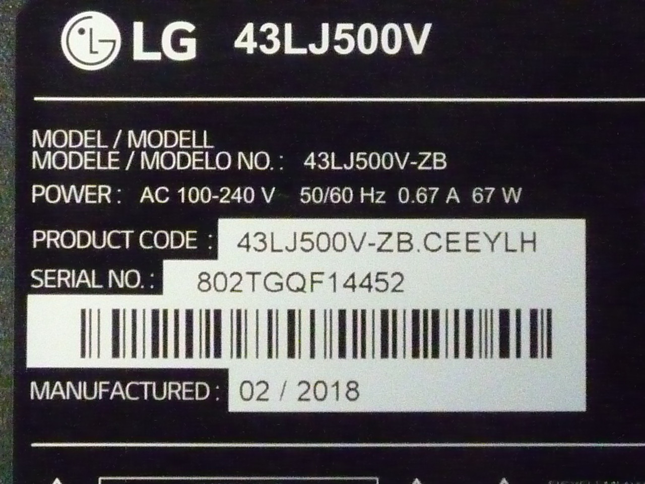 Плати від LЕD TV LG 43LJ500V-ZB.CEEYLH поблочно (матриця розбита)